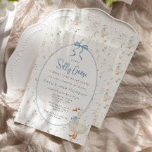 Fåniget Gåse Blue Bow Blommigt Baby Shower