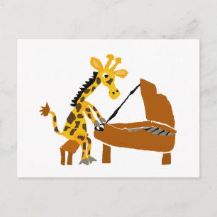 Fåniget Giraffe som spelar Piano Vykort