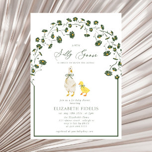 Fåniget Goose Bow Blommigt Daisy Arch Baby Shower Inbjudningar