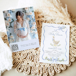 Fåniget Goose Photo QR-kod Baby Shower Inbjudningar