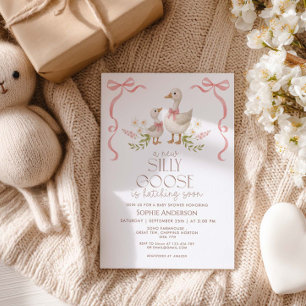 Fåniget Goose Vinatge Bow Girl Baby Shower Inbjudningar