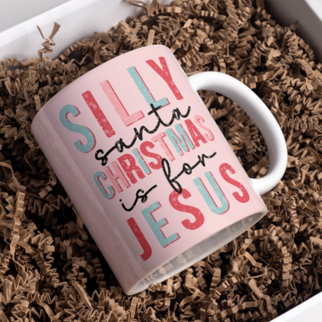 Fåniget jultomten är till för Jesus Cute Rosa Kaffemugg (Skapare uppladdad)