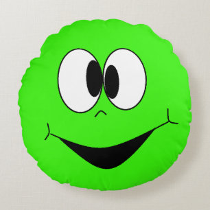 Fåniget Lime Green Googly Ögon Ansikte Pillow Rund Kudde