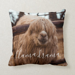 Fåniget Llama Drama och Roligten Alpaca Kudde