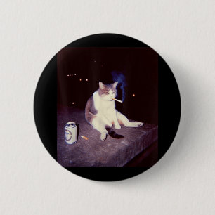 Fåniget Lusj Smoking Meme Cigarette Kitten Brainro Knapp