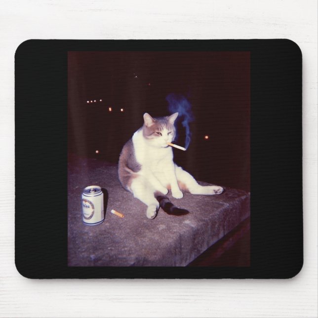 Fåniget Lusj Smoking Meme Cigarette Kitten Brainro Musmatta (Framsidan)