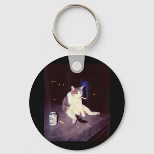 Fåniget Lusj Smoking Meme Cigarette Kitten Brainro Nyckelring