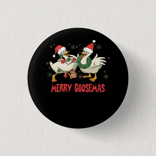Fåniget Merry Goosemas Funny jul Anka Goose Me Knapp (Framsida)