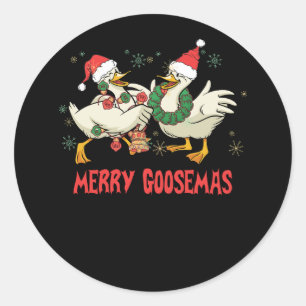 Fåniget Merry Goosemas Funny jul Anka Goose Me Runt Klistermärke