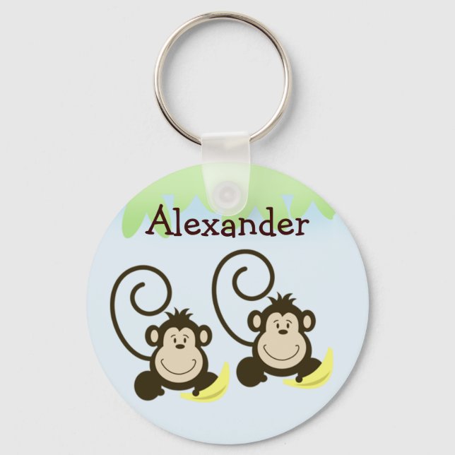 Fåniget MONKEYS FÖR TVÅ MONKEY eller Namn bricka Nyckelring (Framsida)
