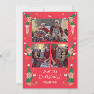 Fåniget Naughty Jul Elves Familj Julkort