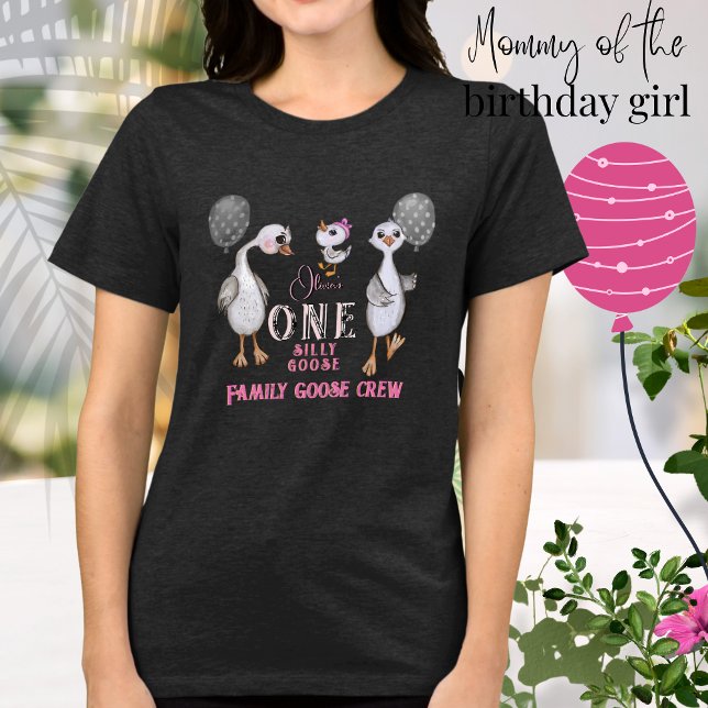 Fåniget personlig går över föräldraskiftet t shirt (Personalized Silly Goose Parents' Shirt)