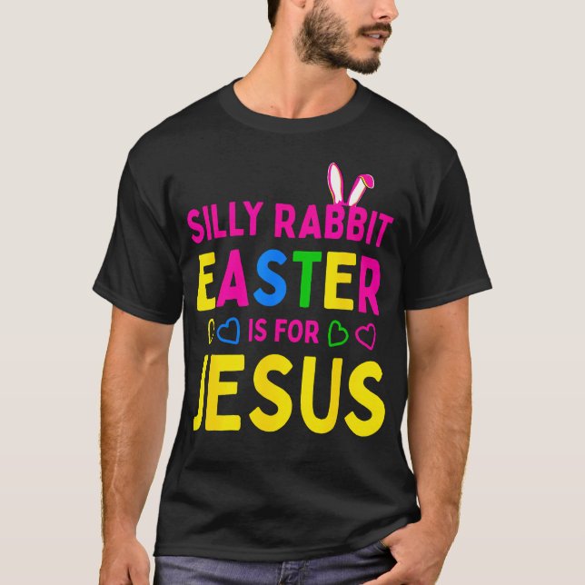 Fåniget Rabbit Påsk är för Jesus Christian Kids Bo T Shirt (Framsida)
