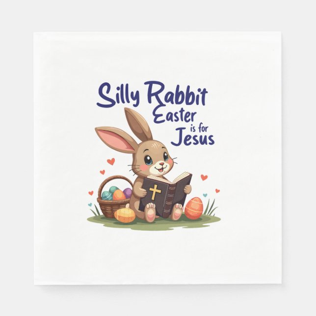 Fåniget Rabbit Påsk är för Jesus kristna Pappersservett (Framsidan)