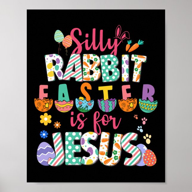 Fåniget Rabbit Påsk är för Jesus kristna tro Poster (Framsidan)