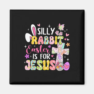 Fåniget Rabbit Påsk är för Jesus Religiösa Christi Magnet