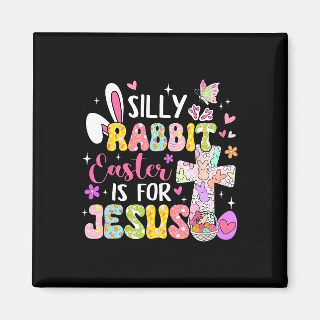 Fåniget Rabbit Påsk är för Jesus Religiösa Christi Magnet (Framsidan)