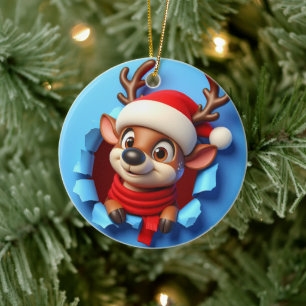 Fåniget Reindeer jul Julgransprydnad Keramik