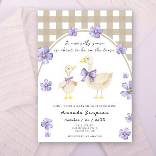 Fåniget Vattenfärg Goose Baby Shower Inbjudningar