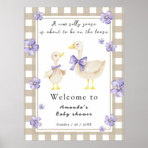 Fåniget Vattenfärg Goose Baby Shower Poster