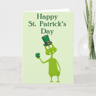 Fånigets Grönt Guy med Shamrock Helgkort