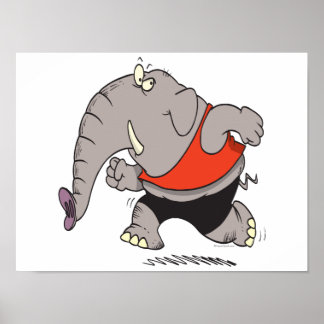 fånigets joggare joggar elefanttecknad poster