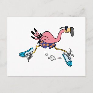 fånigets söta joggning som kör flamingo vykort