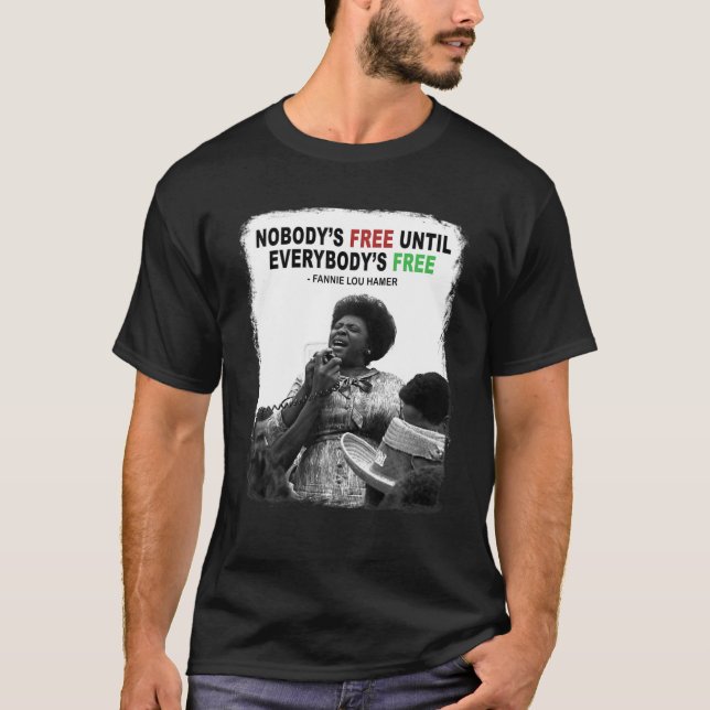 Fannie-Lou-Hamer Civil Högers Freedom Black Histor T Shirt (Framsida)