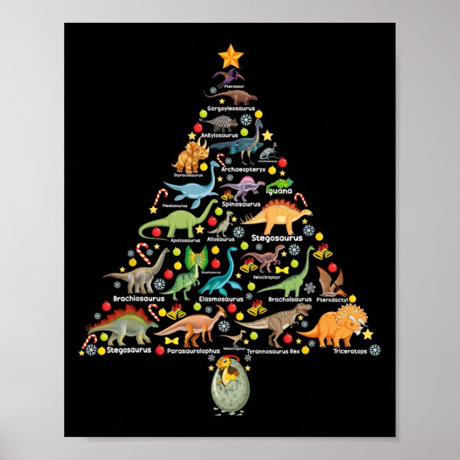 Fanny Dinosaur Julgran Söt Dino Julpresenter Poster (Framsidan)