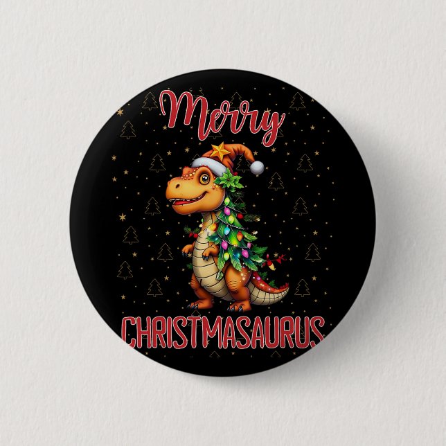 Fanny God Jul Christmasaurus Dinosaur Julgran Knapp (Framsida)