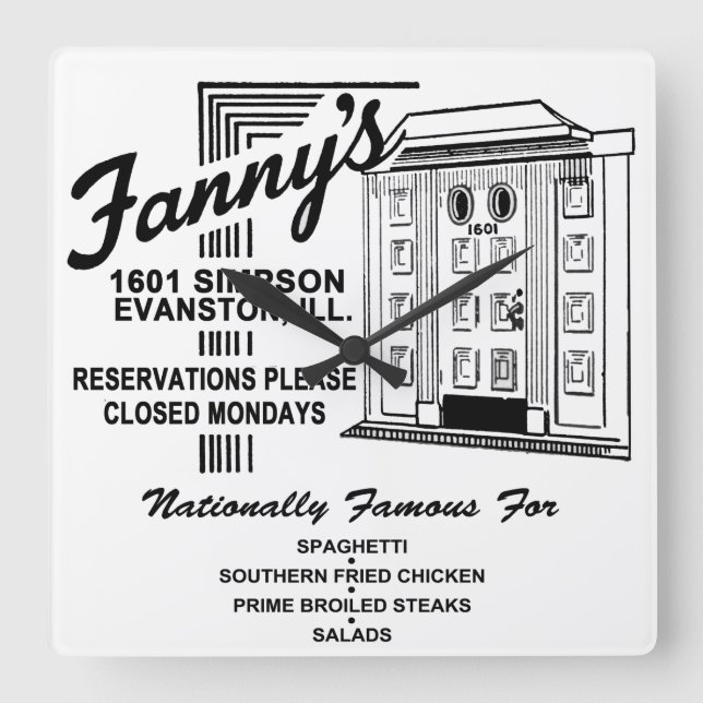 Fanny's Restaurant, Evanston, IL Fyrkantig Klocka (Framsida)