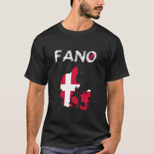 Fanö Fano Danmark Island Silhouette Karta Flagga H T Shirt