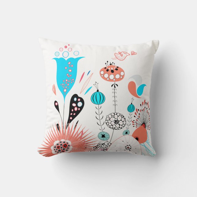 Fanrasy Flowers och Birdie Pillow Kudde (Framsida)