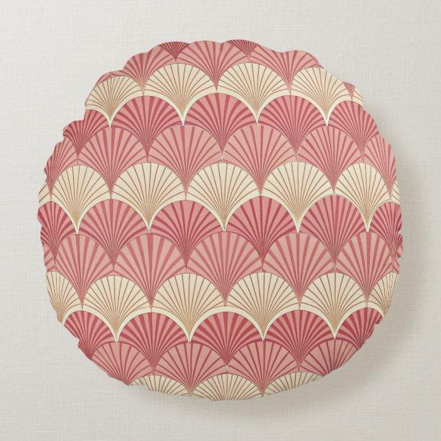 Fans Pink Mid-Century Rund Kudde (Framsidan)