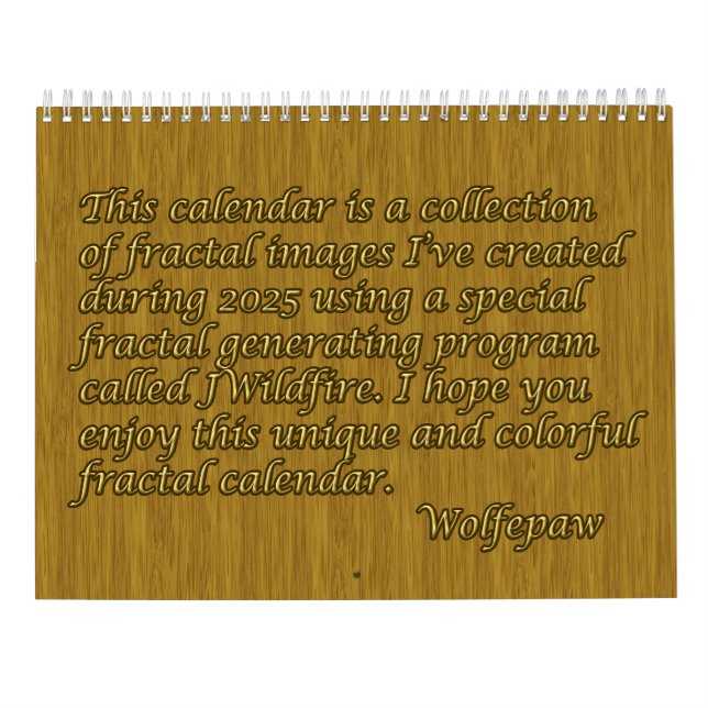 Fantabulous Fractals Calendar Kalender (Baksida)