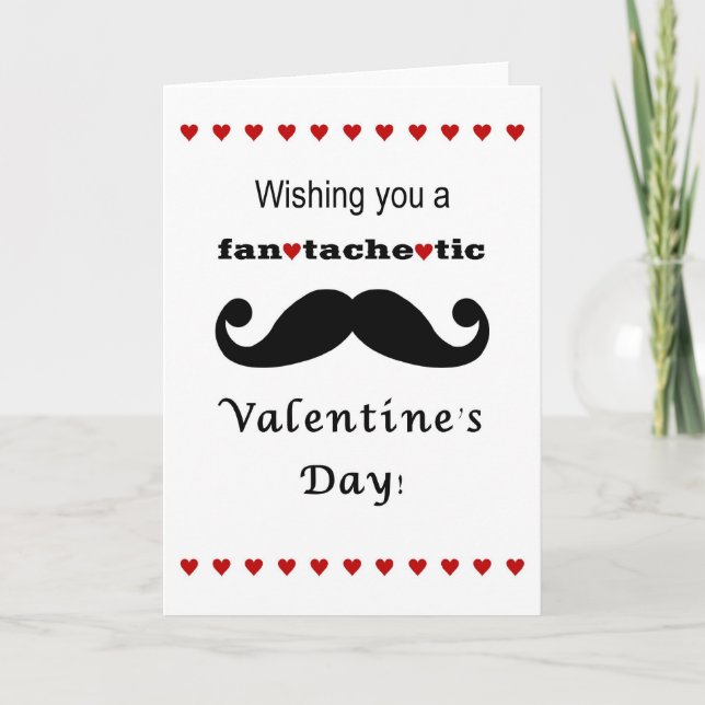 Fantachetic mustaschvalentin kort för dag (Framsida)
