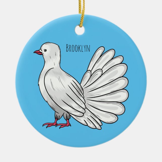 Fantail Dueons tecknad Julgransprydnad Keramik (Framsidan)