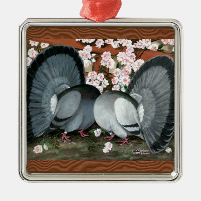 Fantail-duvor Matchat Par Julgransprydnad Metall (Framsidan)