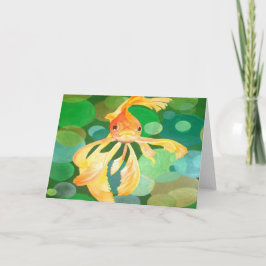 Fantail Goldfish med Grönt Bubbles-vektor Kort