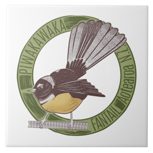 Fantail Nya Zeeland Bird Kakelplatta (Framsidan)