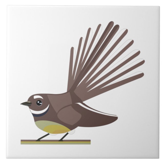 Fantail Nya Zeelands fågelvektor Kakelplatta (Framsidan)