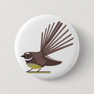 Fantail Nya Zeelands fågelvektor Knapp