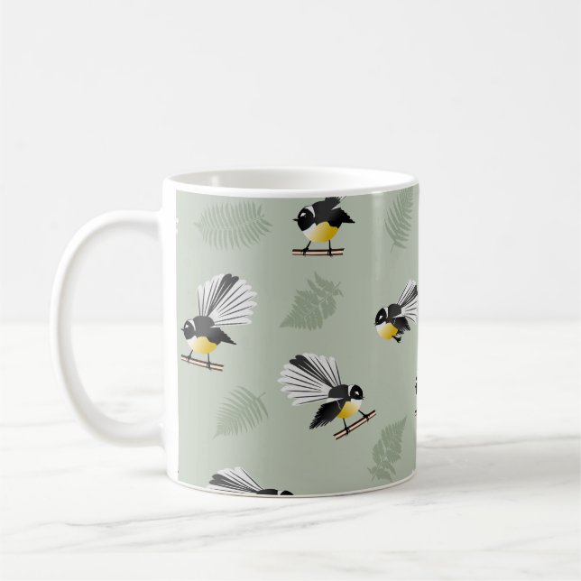 Fantail NZ Interna fåglar Mönster Kaffemugg (Vänster)