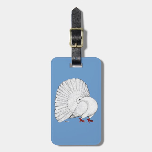 Fantail Pigeon White Bagagebricka (Vertikal Framsida)