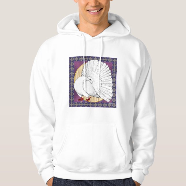 Fantail Pigeon White med bakgrund Sweatshirt (Framsida)