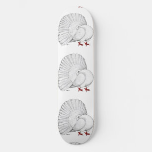 Fantail Pigeon White Skateboard Bräda 19,5 Cm