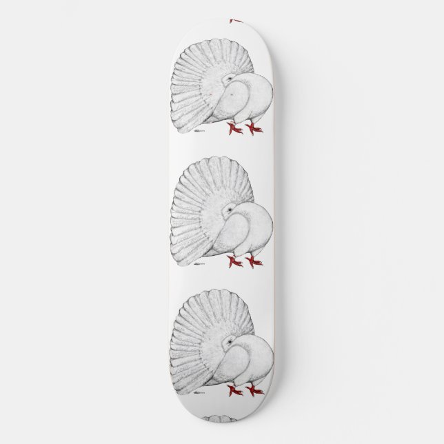Fantail Pigeon White Skateboard Bräda 19,5 Cm (Framsida)