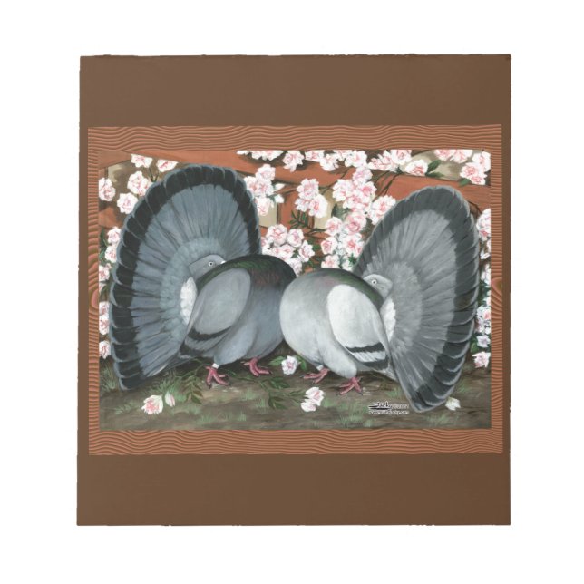 Fantail Pigeons Matched Pair Anteckningsblock (Framsida)
