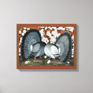 Fantail Pigeons Matched Pair Canvastryck