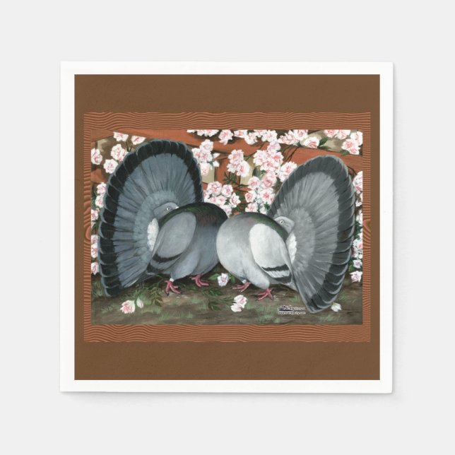 Fantail Pigeons Matched Pair Pappersservett (Framsidan)